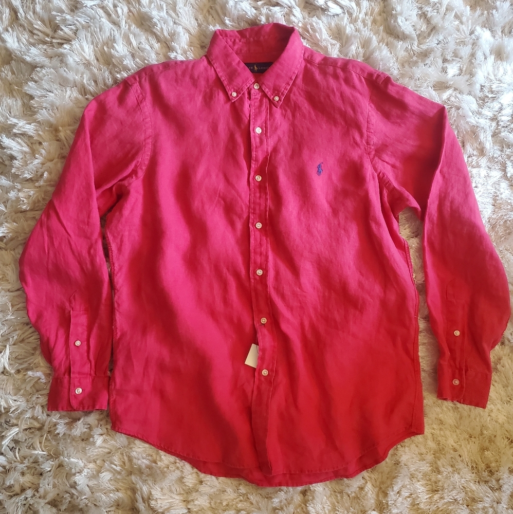 RL Mens Classic Fit Garmet-Dyed Oxford Shi…